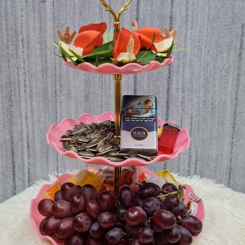 Đĩa nhựa 3 tầng màu hồng